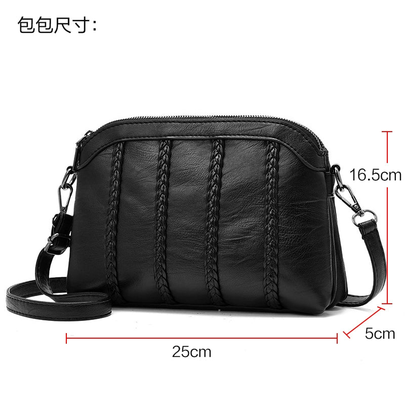 Elegant Middle-Aged Shoulder Soft Leather Crossbody Women Bag