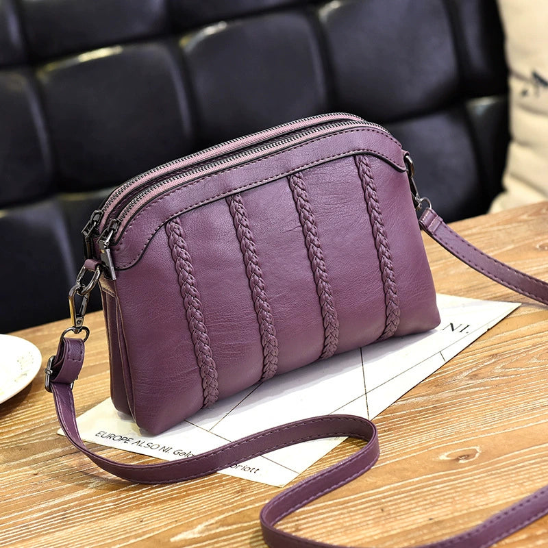 Elegant Middle-Aged Shoulder Soft Leather Crossbody Women Bag