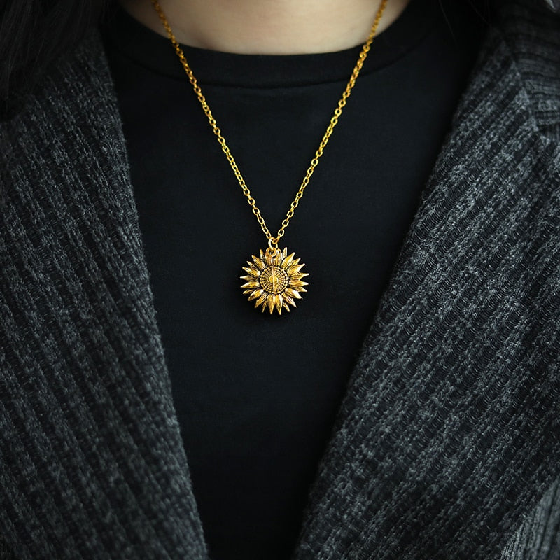 You Are My Sunshine Necklaces Gold Silver Color Sunflower Necklace Pendant Jewelry Birthday Gift For Girlfriend Mom - Vedazzling Accessories