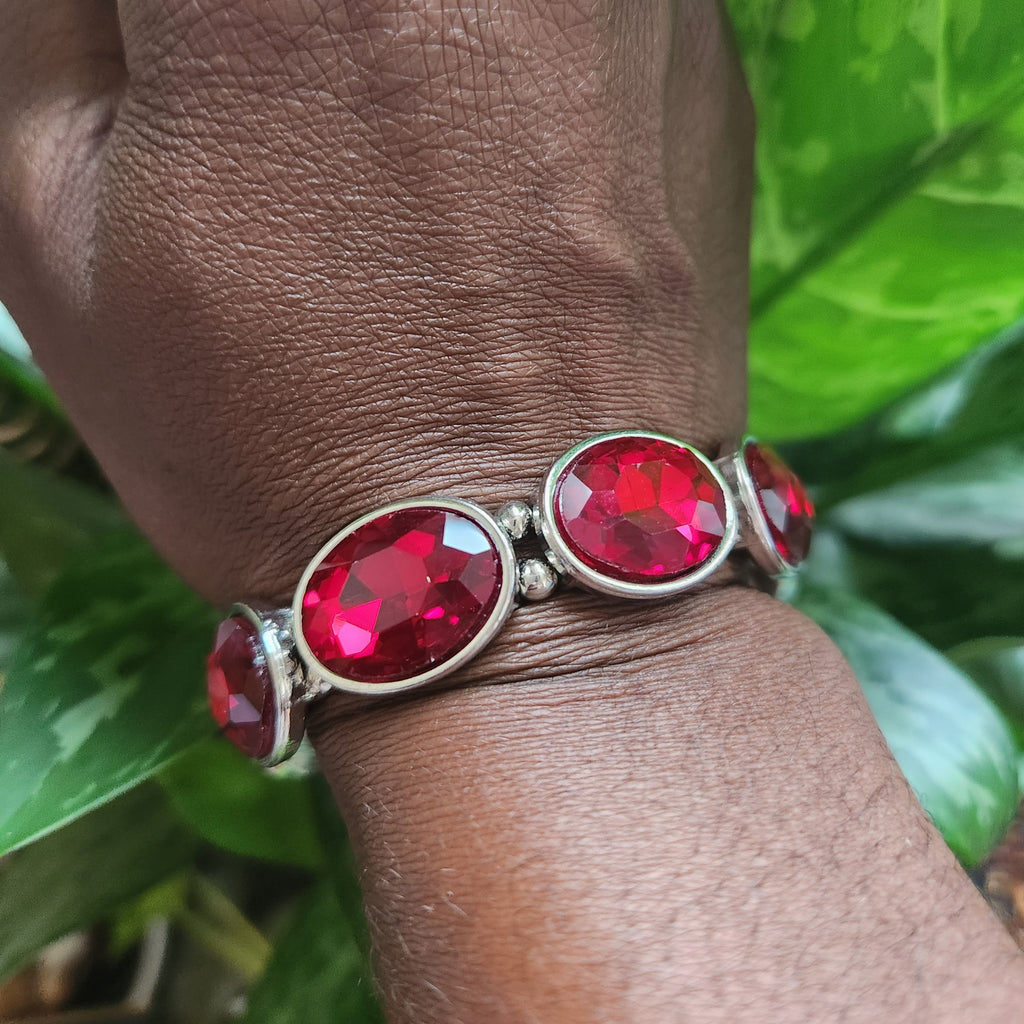 Ruby Silver Bracelet- Vedazzling Accessories
