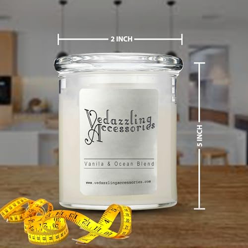 Vedazzling Accessories Vanilla and Ocean Blend Soy Wax Candle - Wick, Handpoured in NYC, 50 Hours Burn Time, Paraffin-Free, Eco-Friendly