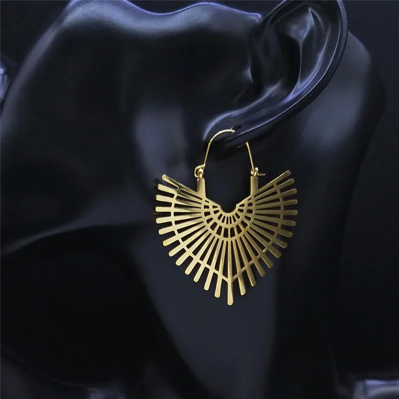 Big Bohemia Geometry Stainless Steel Round Earrings Hoop Earrings