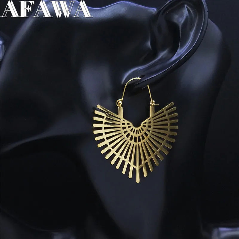 Big Bohemia Geometry Stainless Steel Round Earrings Hoop Earrings