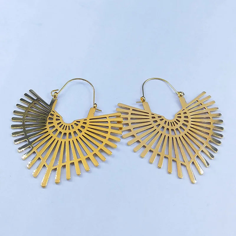 Big Bohemia Geometry Stainless Steel Round Earrings Hoop Earrings