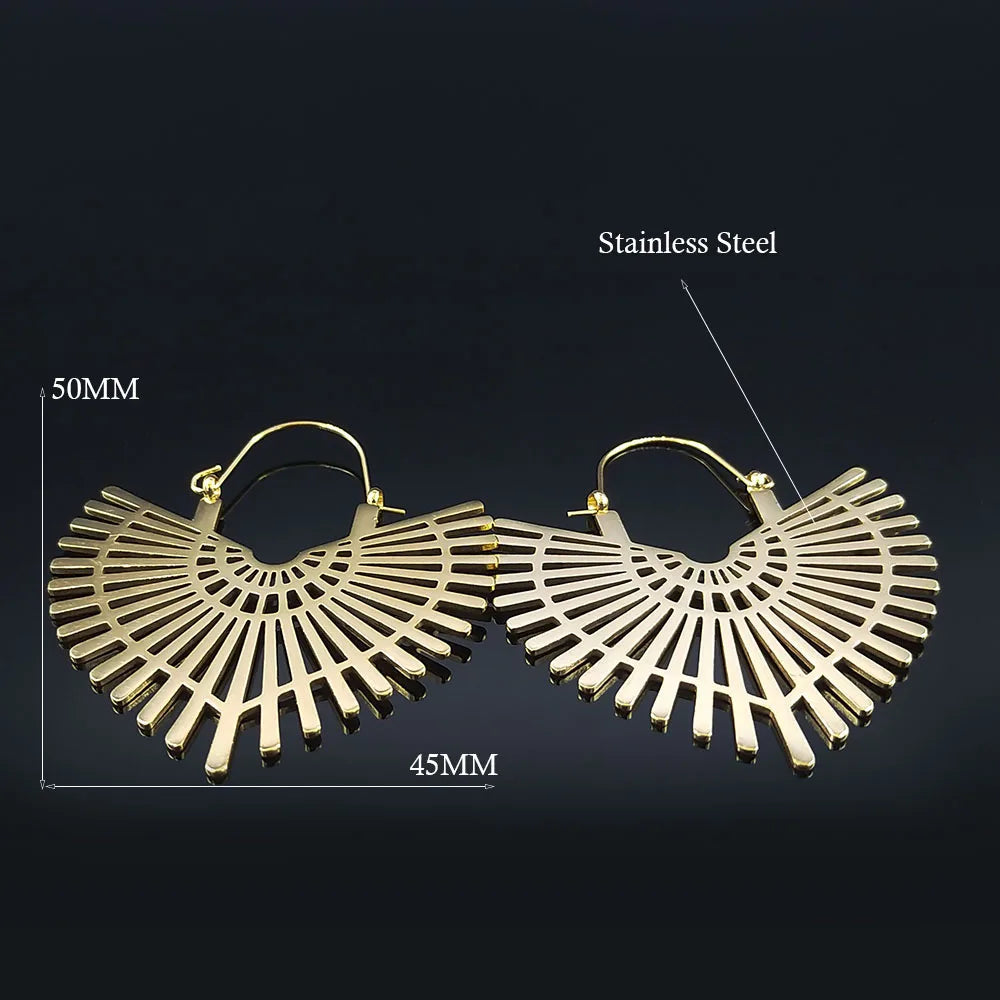 Big Bohemia Geometry Stainless Steel Round Earrings Hoop Earrings