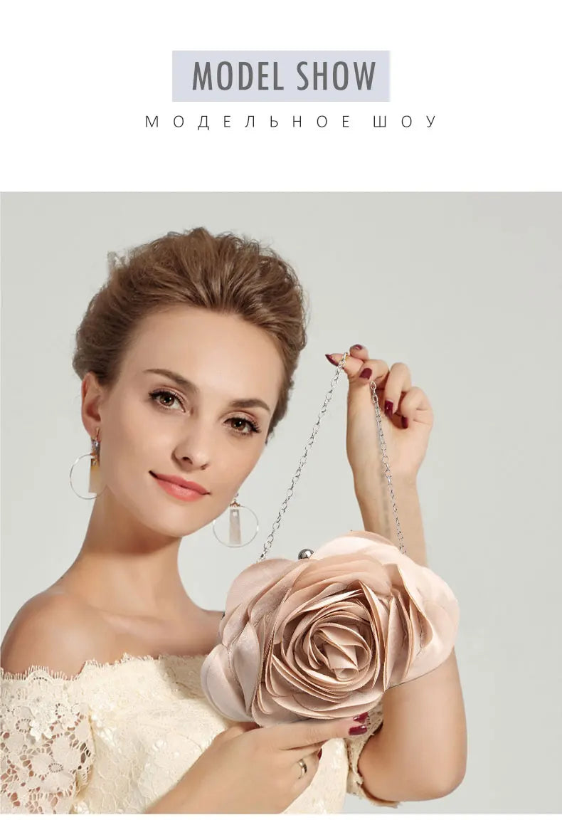 Hot Sale Evening Bag Flower Bride Small Purse Full Dress Party Handbag Wedding Wallet Women Floral Chain Lady Clutches EB034