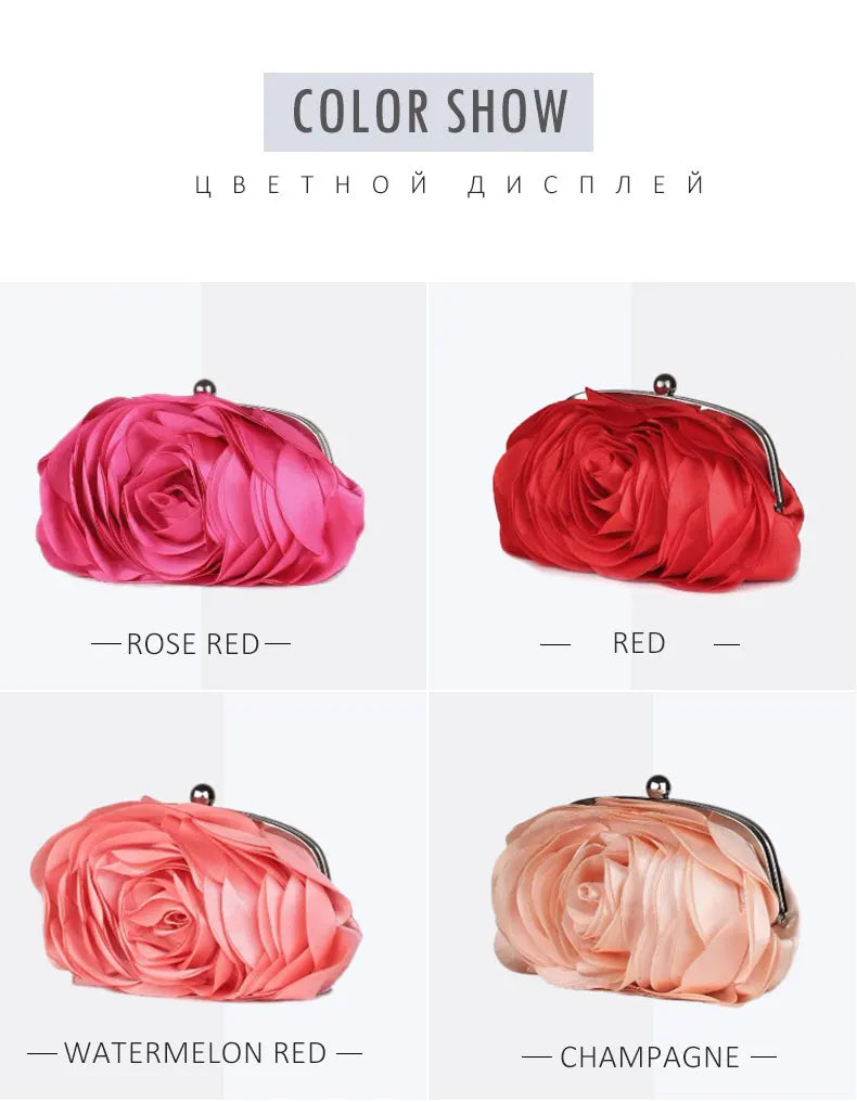 Hot Sale Evening Bag Flower Bride Small Purse Full Dress Party Handbag Wedding Wallet Women Floral Chain Lady Clutches EB034