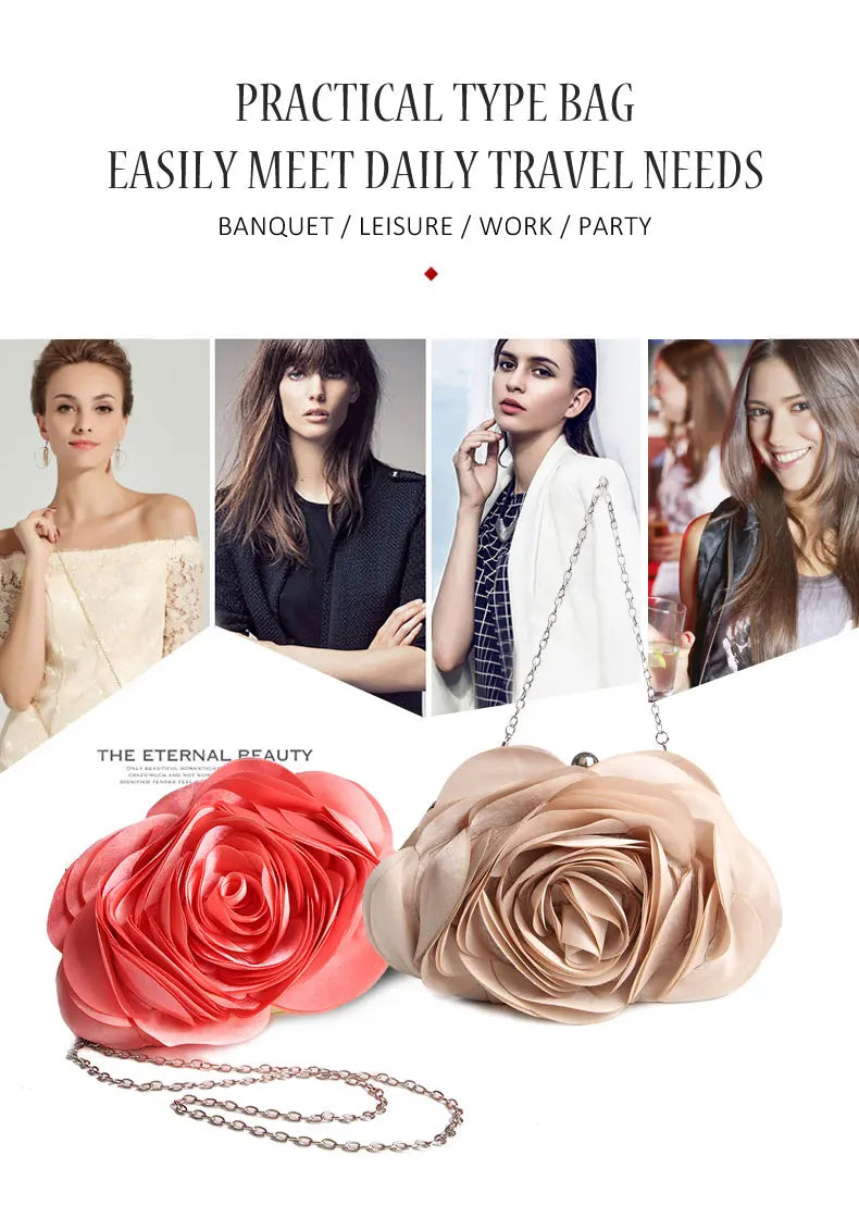 Hot Sale Evening Bag Flower Bride Small Purse Full Dress Party Handbag Wedding Wallet Women Floral Chain Lady Clutches EB034