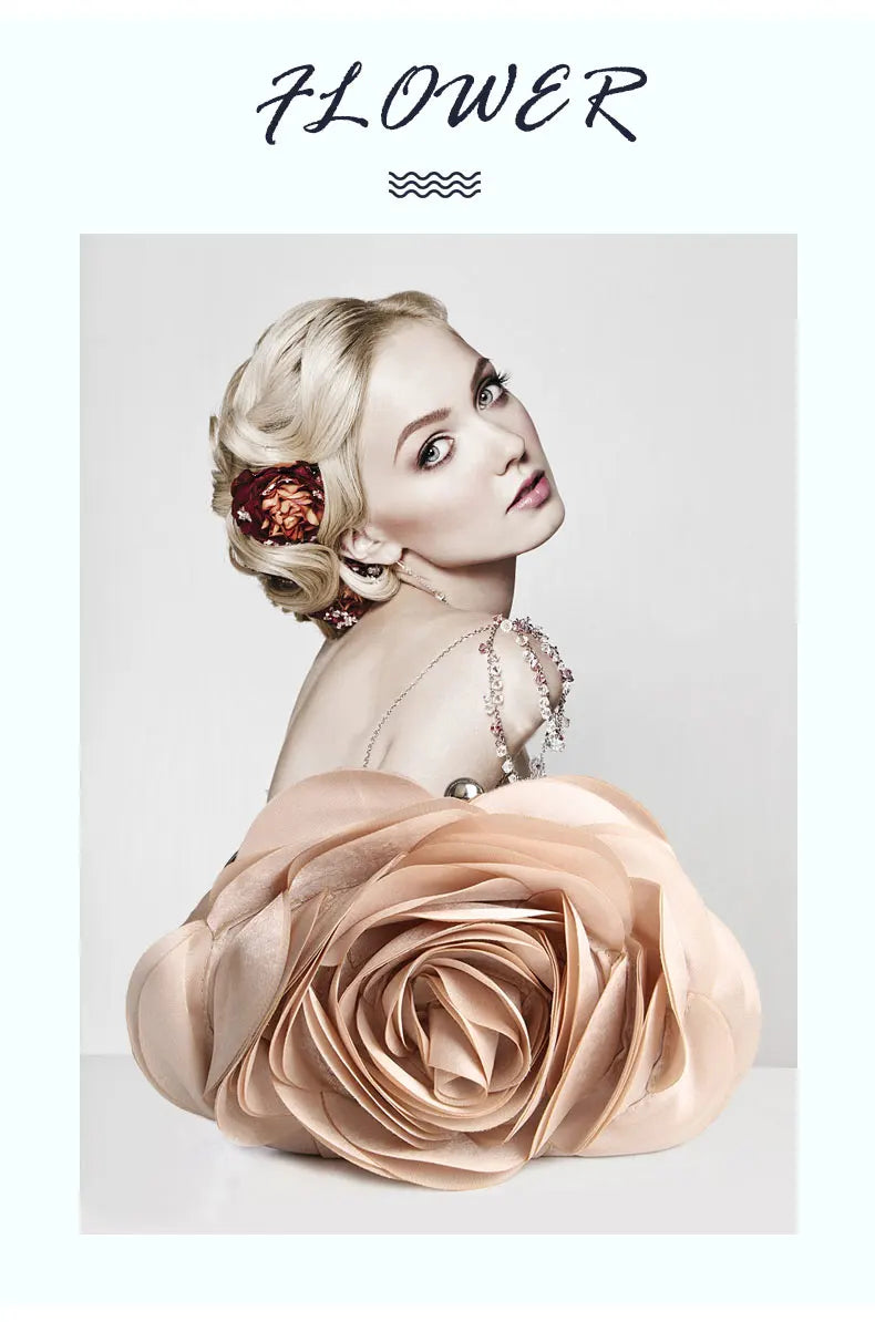 Hot Sale Evening Bag Flower Bride Small Purse Full Dress Party Handbag Wedding Wallet Women Floral Chain Lady Clutches EB034