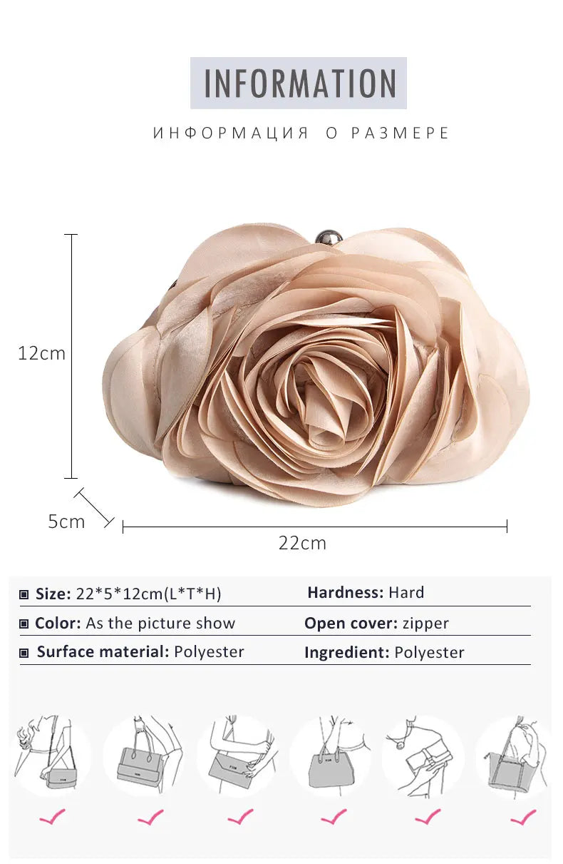 Hot Sale Evening Bag Flower Bride Small Purse Full Dress Party Handbag Wedding Wallet Women Floral Chain Lady Clutches EB034