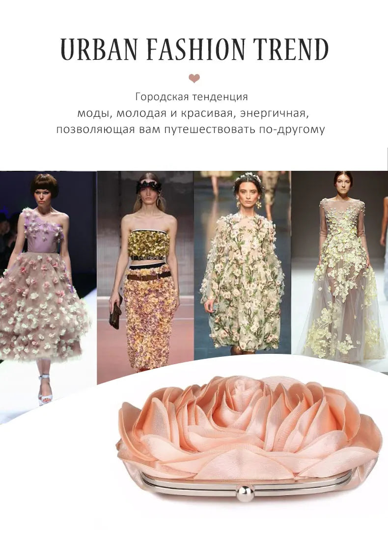 Hot Sale Evening Bag Flower Bride Small Purse Full Dress Party Handbag Wedding Wallet Women Floral Chain Lady Clutches EB034