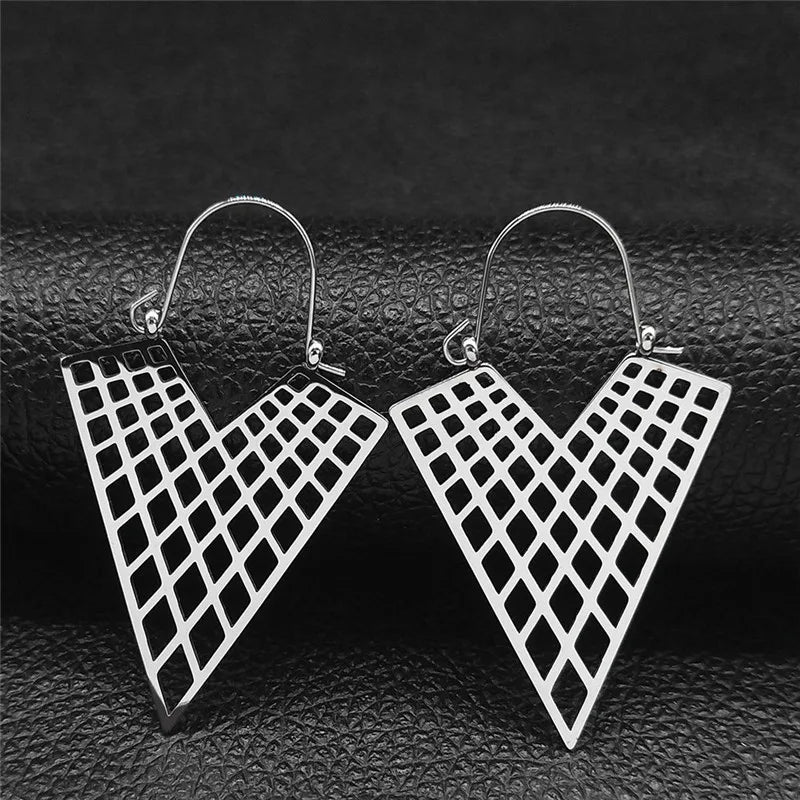Big Bohemia Geometry Stainless Steel Round Earrings Hoop Earrings