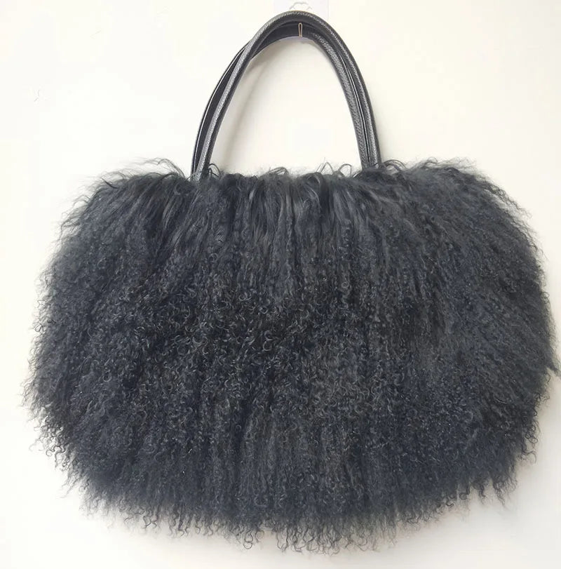 Real Mongolia Lamb Fur Handbag