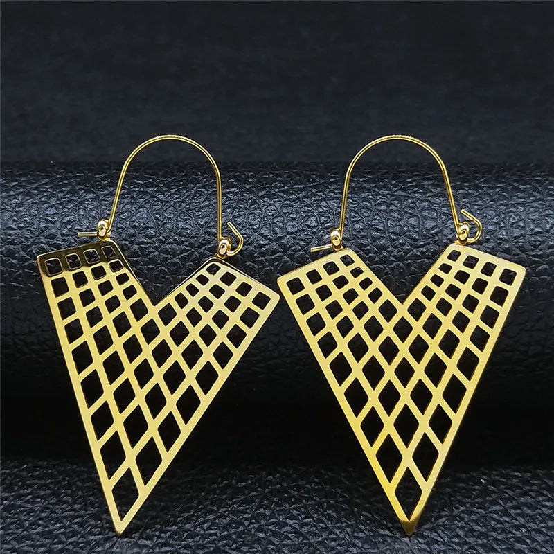 Big Bohemia Geometry Stainless Steel Round Earrings Hoop Earrings