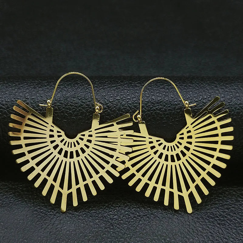 Big Bohemia Geometry Stainless Steel Round Earrings Hoop Earrings