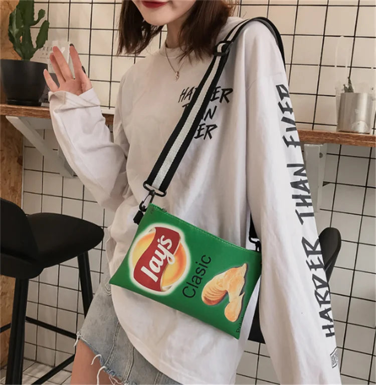 Funny Potato Chips Crossbody Handbag