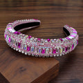 Gorgeous Pink Crystal Princess Padded Headbands Rhinestone Baroque Handmade Hairbands For Women Hair Jewelry Girls Wedding