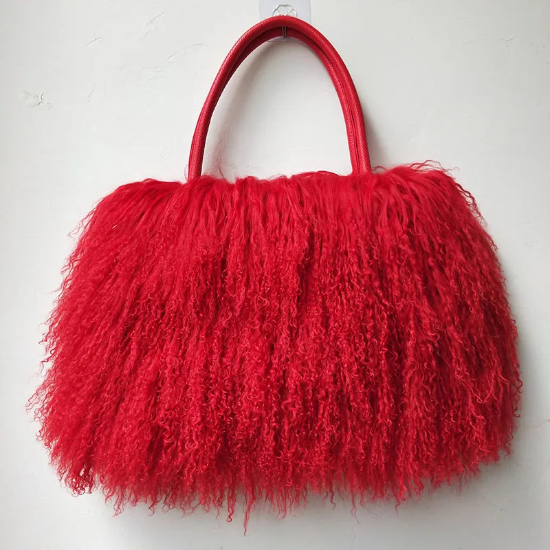 Real Mongolia Lamb Fur Handbag