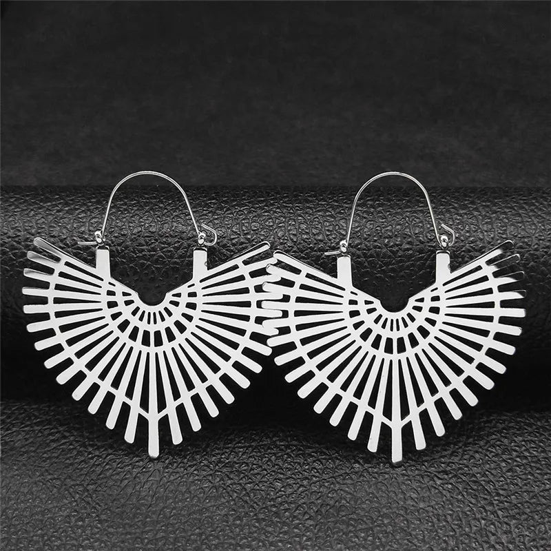 Big Bohemia Geometry Stainless Steel Round Earrings Hoop Earrings