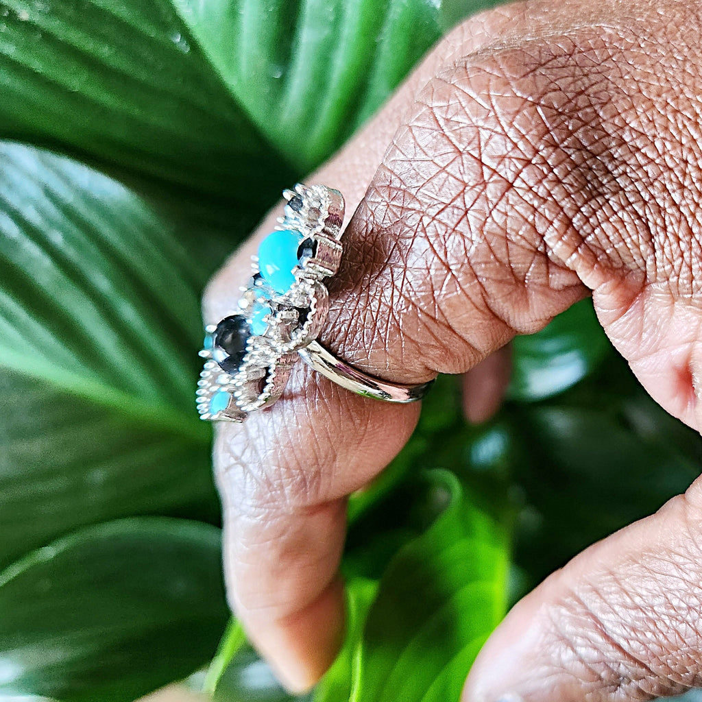 Turquoise Swirl Love Ring- Vedazzling Accessories