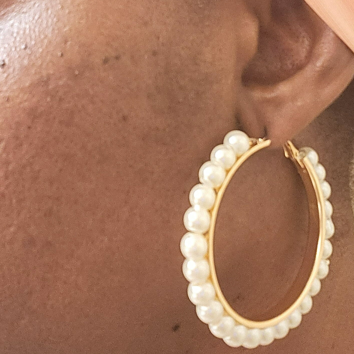 Pearl Hoop Earrings Silver -Vedazzling Accessories