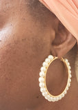 Pearl Hoop Earrings-Vedazzling Accessories