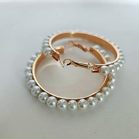 Pearl Hoop Earrings -Vedazzling Accessories