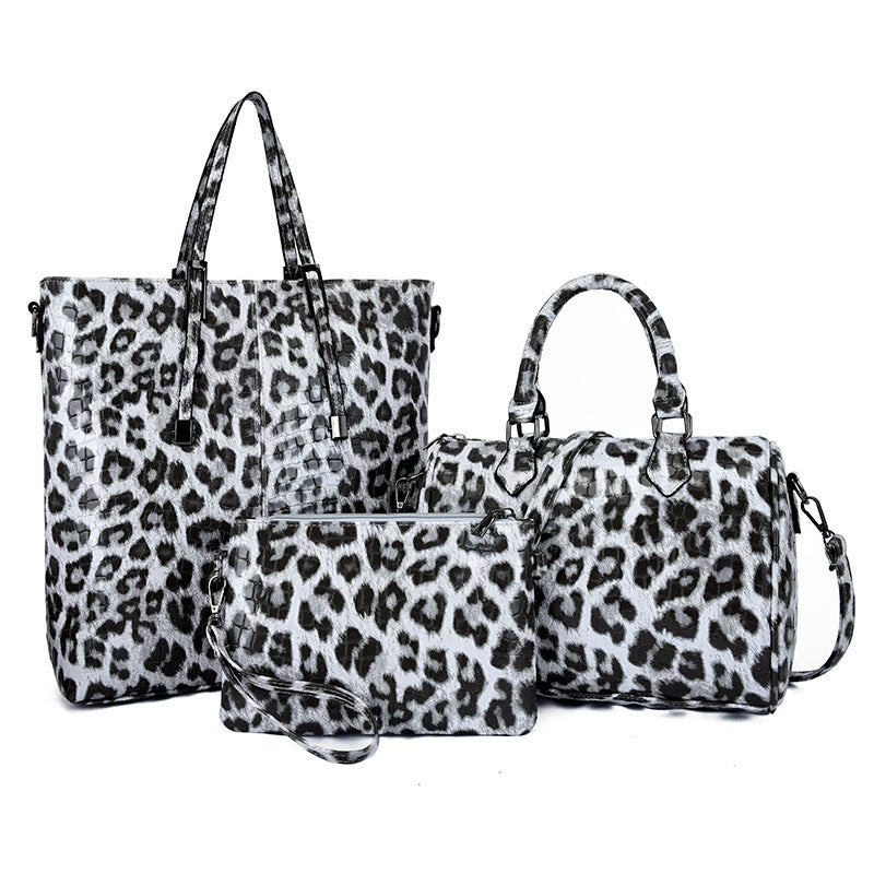 Vedazzling Retro 2022 New Leopard Print Three-Piece Shoulder Bag