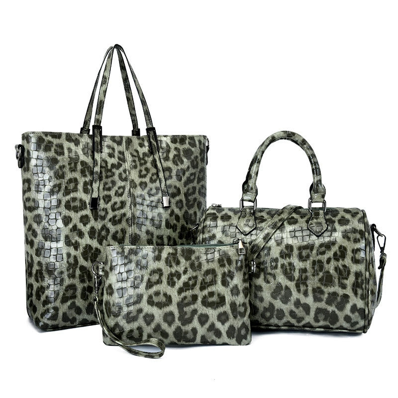 Vedazzling Retro 2022 New Leopard Print Three-Piece Shoulder Bag