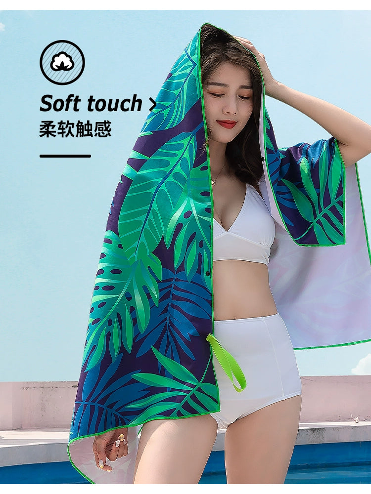 Travel Swimming Towel Quick-Dry Beach Towel Bathrobe Cape Sun Protection Keeping Warm Portable Seaside Absorbent Sports Towel for Women