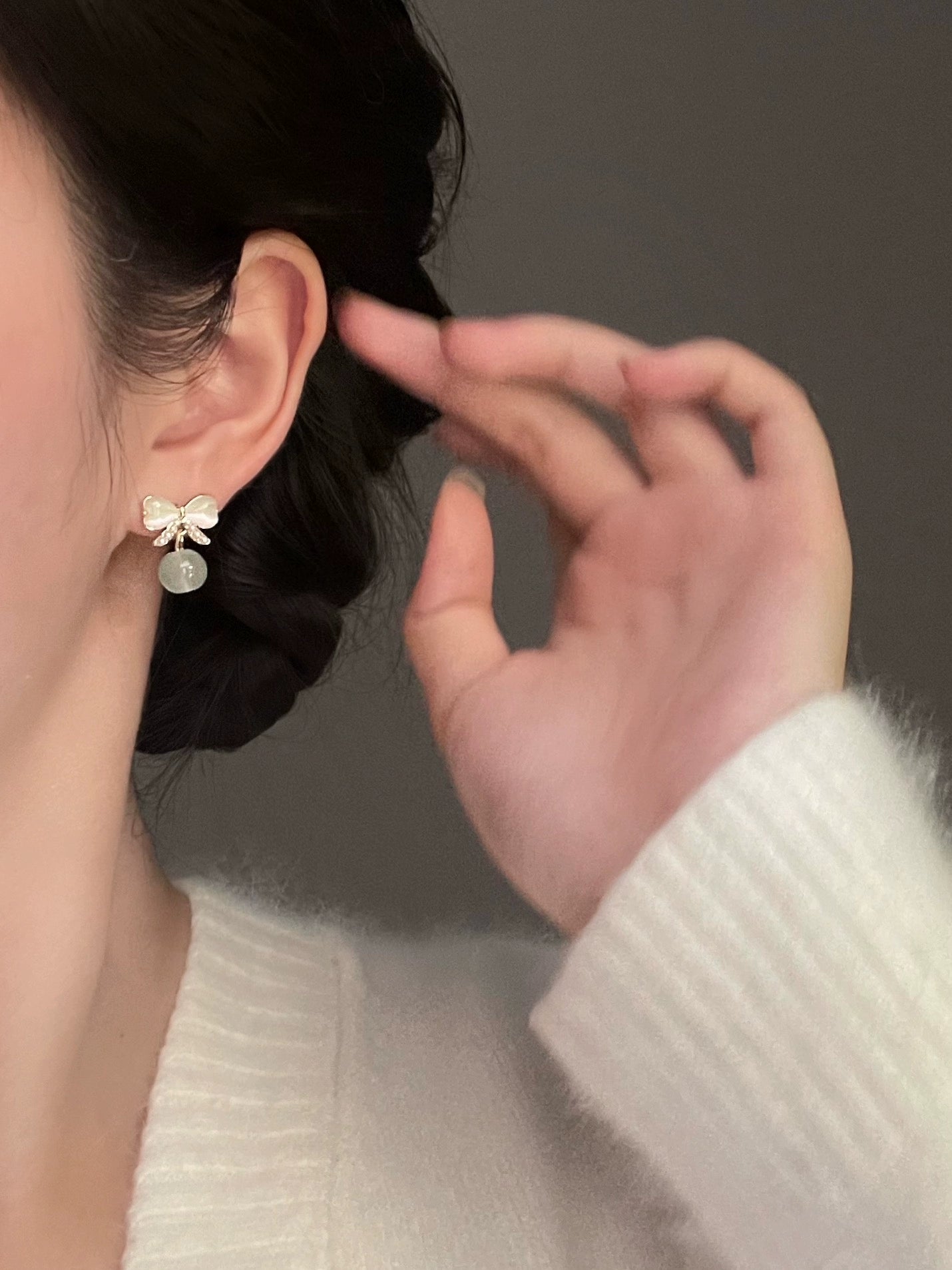 Runwu Imitation Hetian Jade Earrings