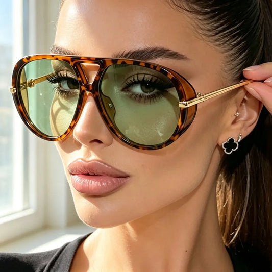 Fashion Leopard Print Alloy Sunglasses