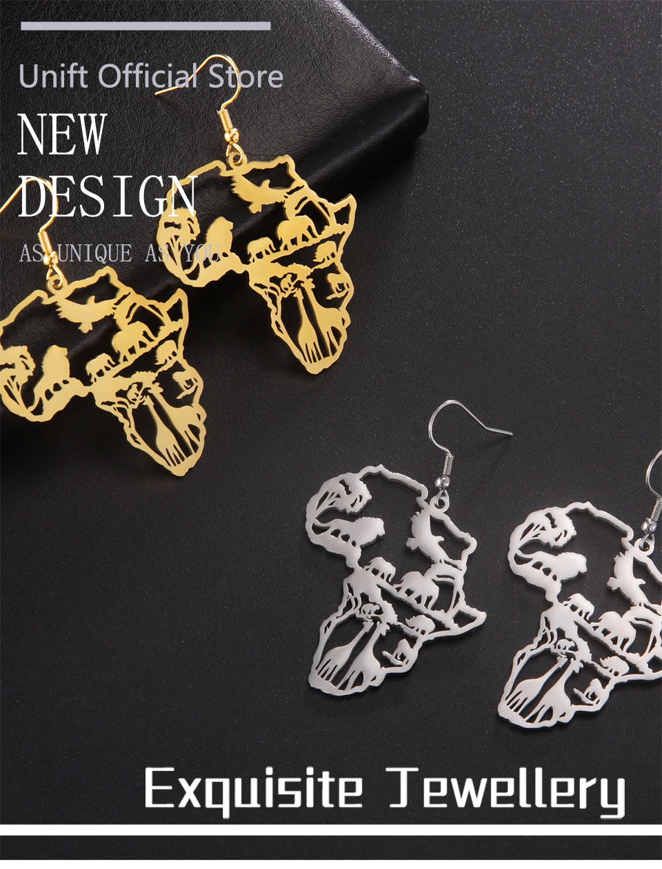 Giraffe Elephant Map Earrings Animal Africa Safari Stainless Steel Women Earrings Trendy Statement Jewelry Party Gift 2025