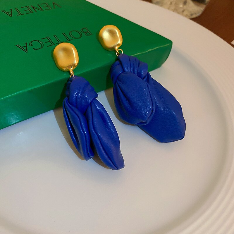 Leather Knotted Drop Earrings