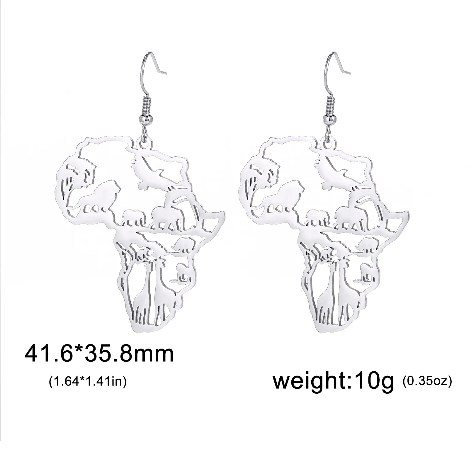 Giraffe Elephant Map Earrings Animal Africa Safari Stainless Steel Women Earrings Trendy Statement Jewelry Party Gift 2025
