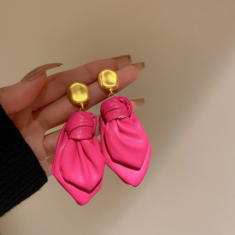Leather Knotted Drop Earrings