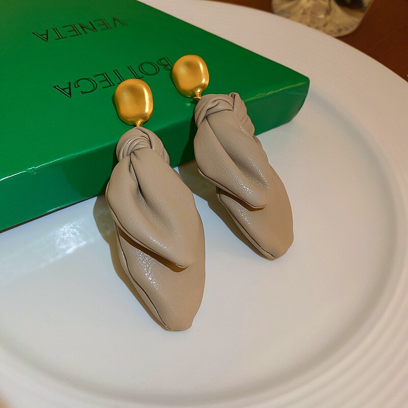 Leather Knotted Drop Earrings