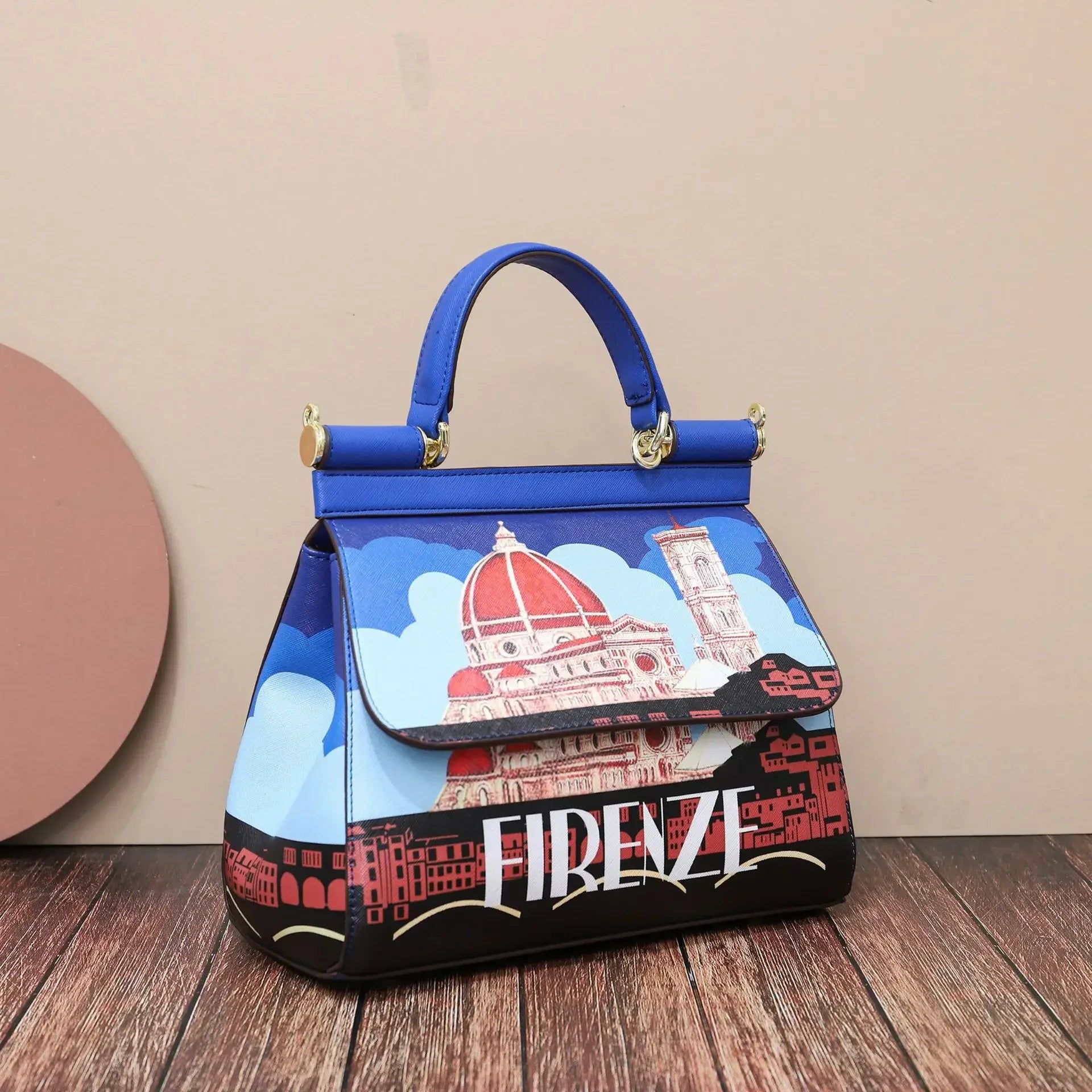 Women Bags Leather vintage painting Art Purse Handbags Girl Shoulder Bag Cross Body Messenger Bag Female Totes Braccialini Style