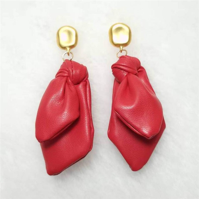Leather Knotted Drop Earrings