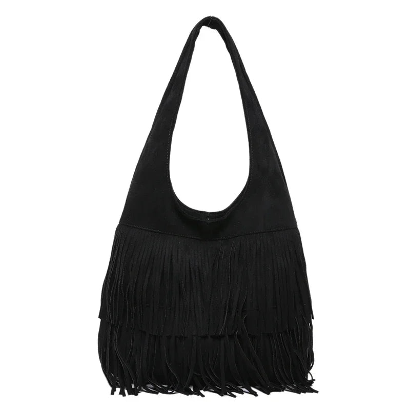 Suede Tassel Vedazzling Handbag