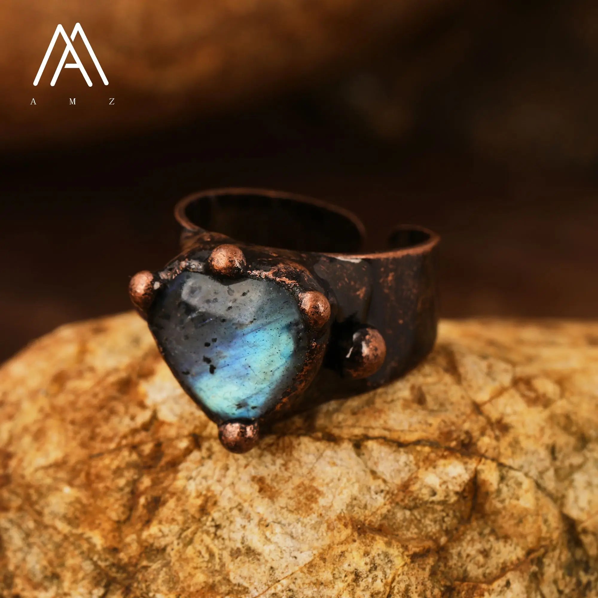 Natural Citrines Amethysts Quartz Beads Bronze Finger Rings For Women Gemstones Double Beads Open Adjustable Rings Dropship