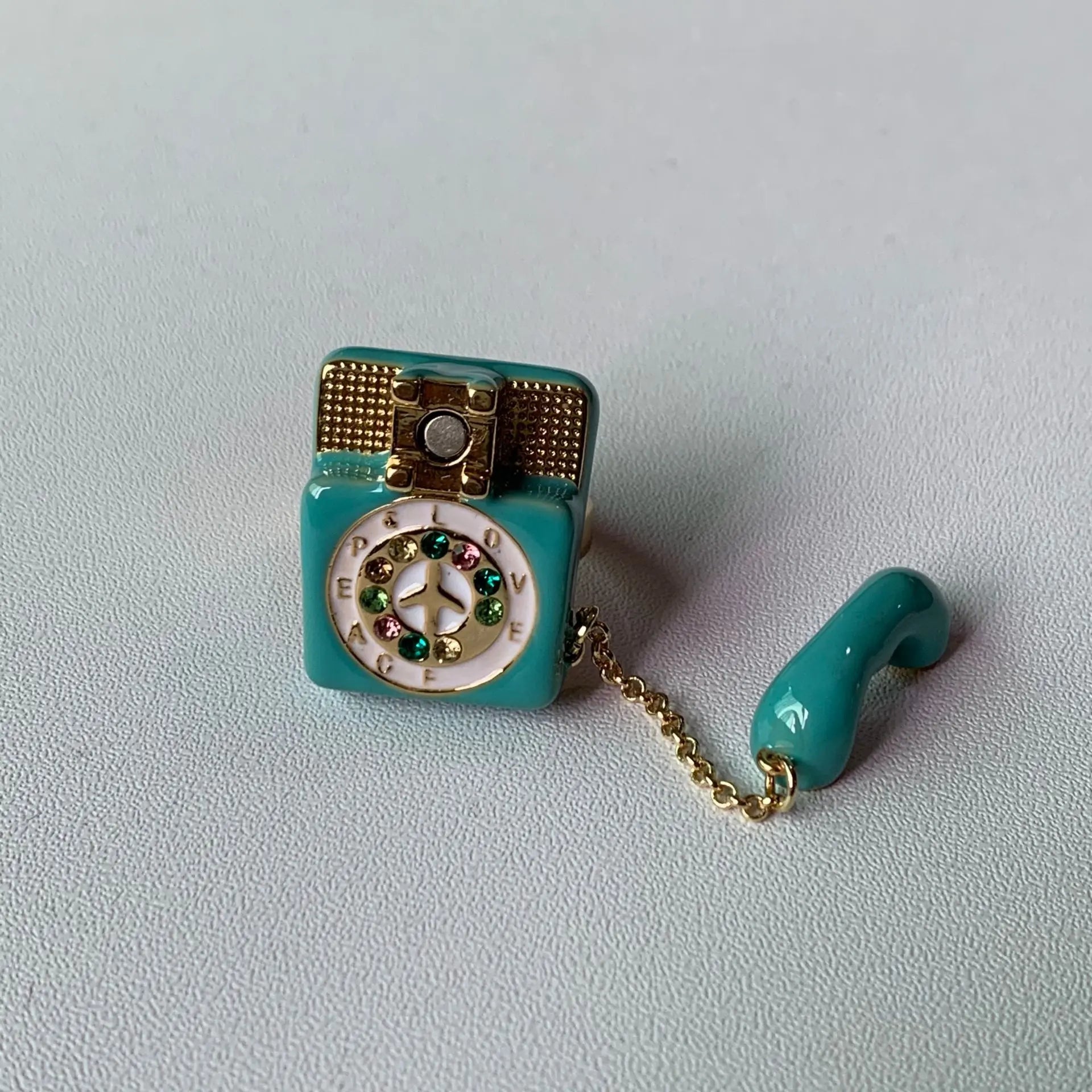 HangZhi Punk Vintage Colorful Enamel Telephone Ring Exaggerated Funny Y2K Charms Party Jewelry for Women New In