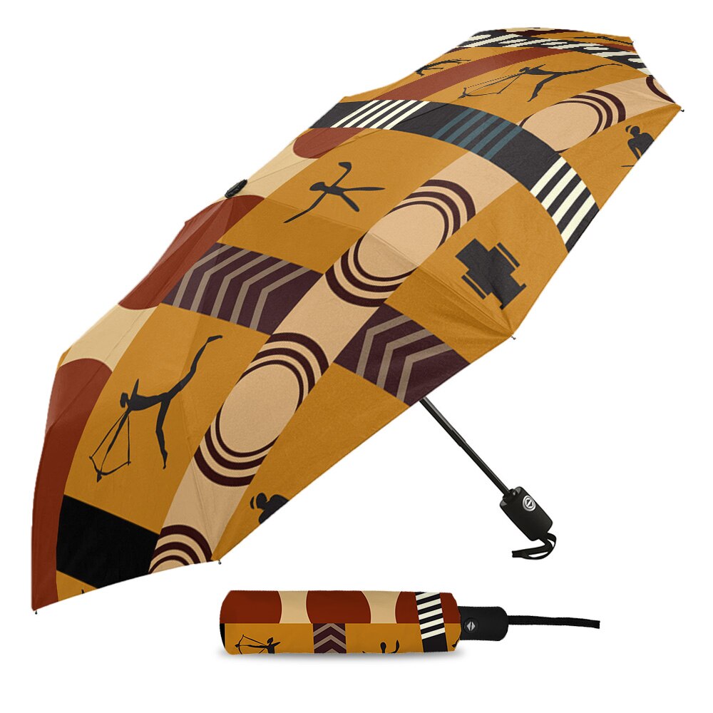 African Style Tribal Culture Elephant Giraffe Custom Automatic Umbrellas for Women Male Windproof Folding Rain Umbrella Parasol