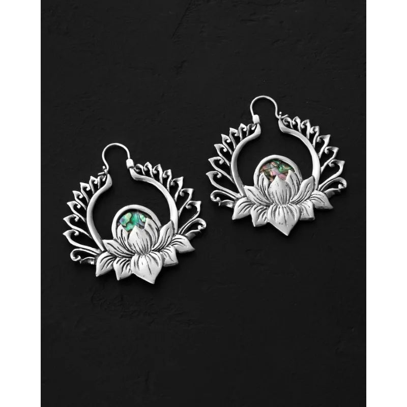 Delicate Charm Flower Geometry Green Stone Earrings
