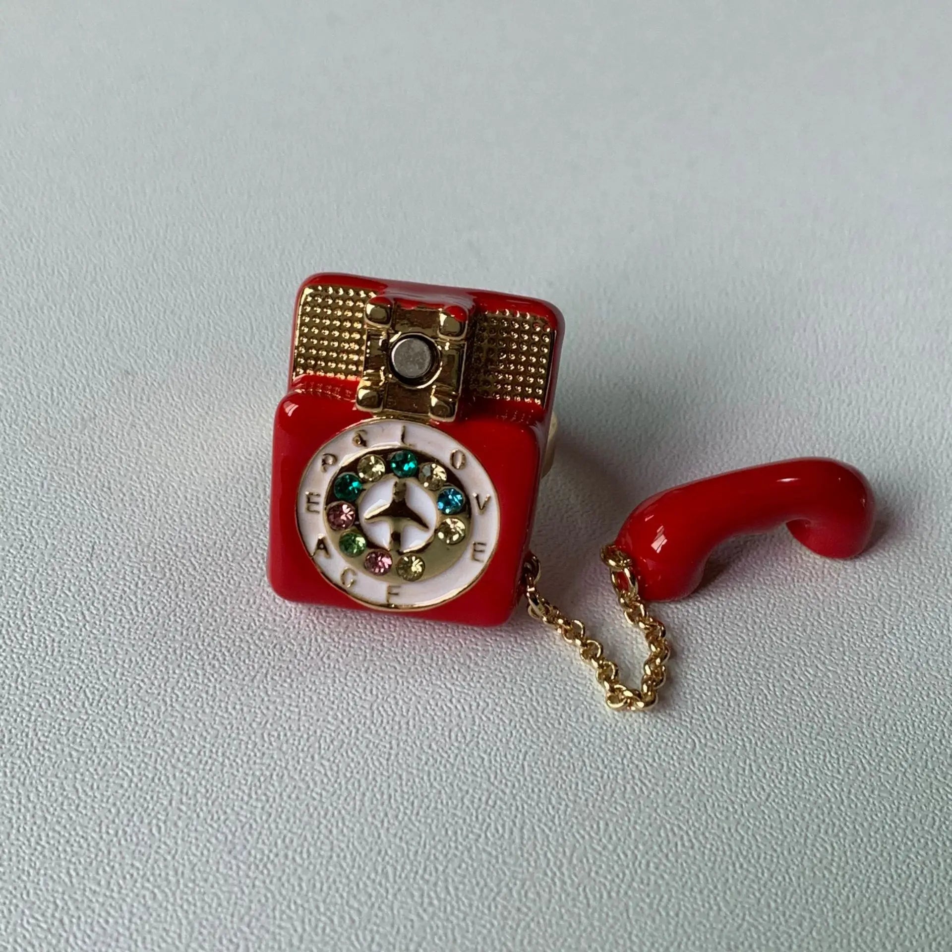 HangZhi Punk Vintage Colorful Enamel Telephone Ring Exaggerated Funny Y2K Charms Party Jewelry for Women New In