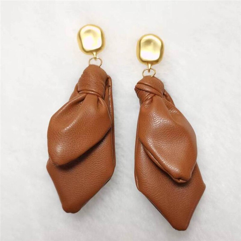 Leather Knotted Drop Earrings