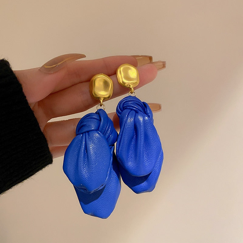 Leather Knotted Drop Earrings
