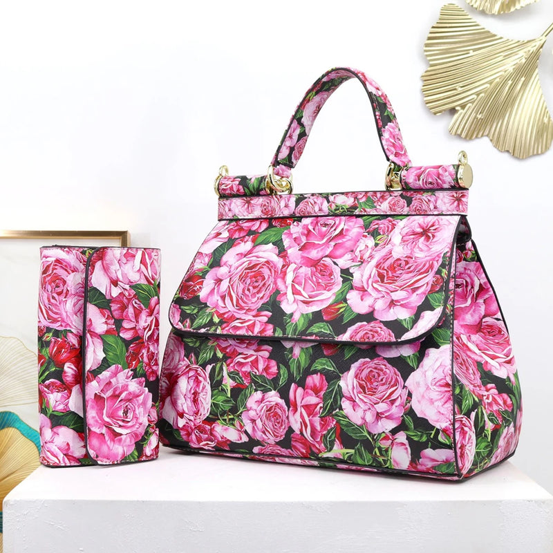 Women Bags Leather vintage painting Art Purse Handbags Girl Shoulder Bag Cross Body Messenger Bag Female Totes Braccialini Style