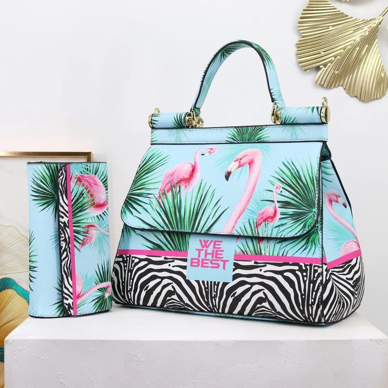 Women Bags Leather vintage painting Art Purse Handbags Girl Shoulder Bag Cross Body Messenger Bag Female Totes Braccialini Style