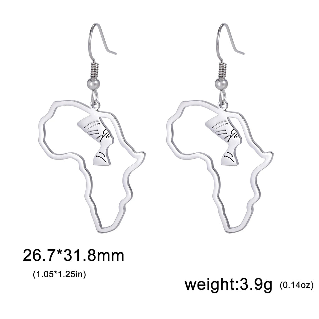 Giraffe Elephant Map Earrings Animal Africa Safari Stainless Steel Women Earrings Trendy Statement Jewelry Party Gift 2025